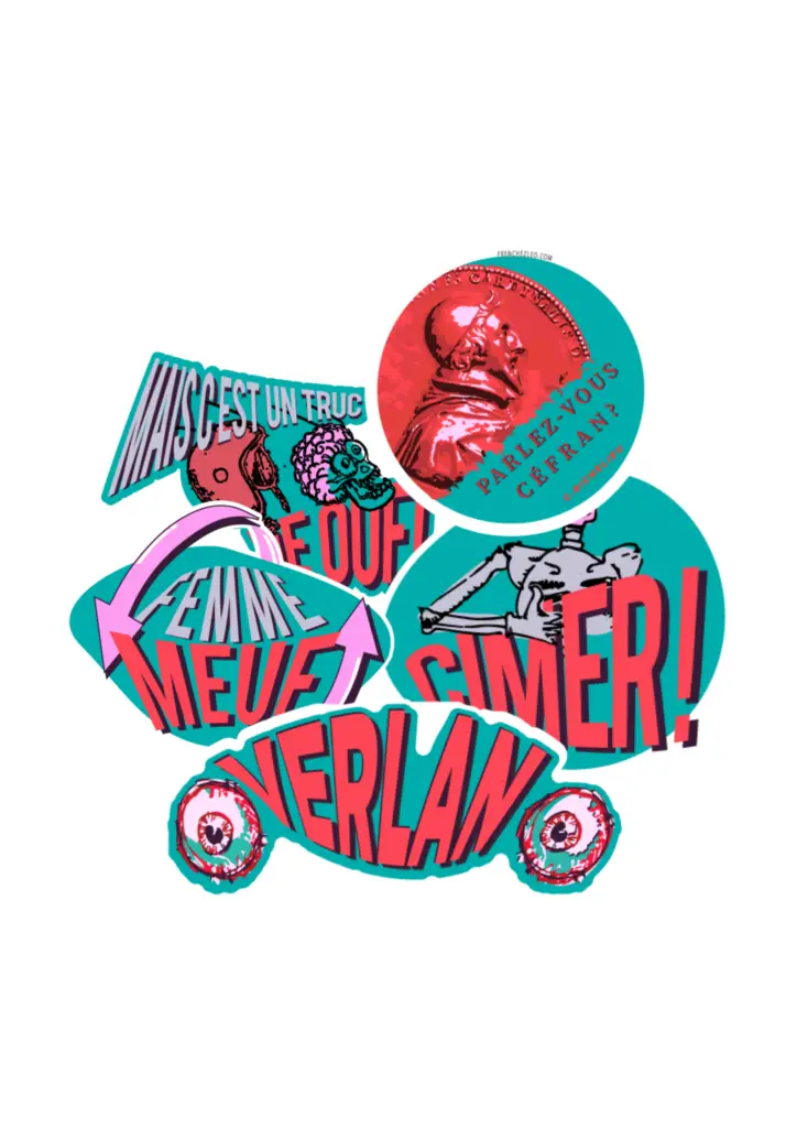 francuski potoczny, naklejki, lekcja o verlan