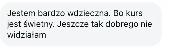 Oryginalny zrzut opinii kursantki przedłużającej dostęp do kursu