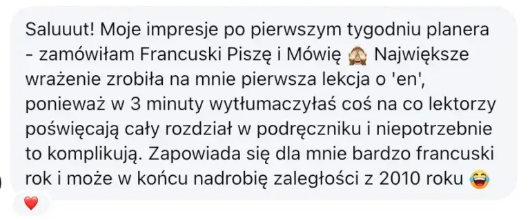 Oryginalny zrzut opinii Anny o FPiM