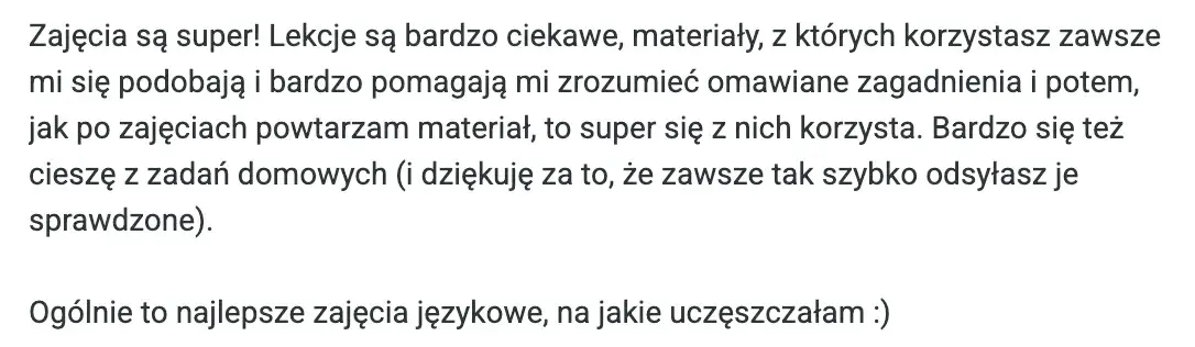 Opinia Alicji o zajęciach z Gosią