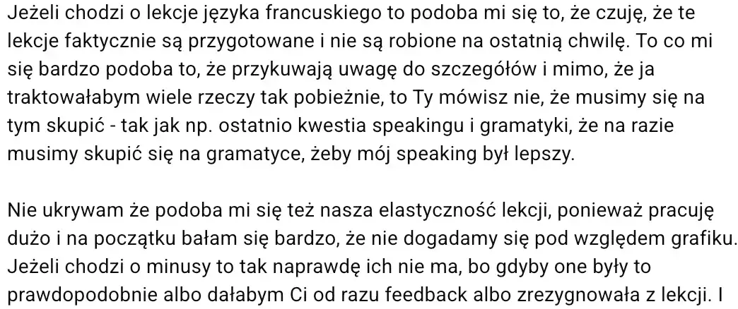 Opinia Dominiki o zajęciach z Natalią Budnik — część 1