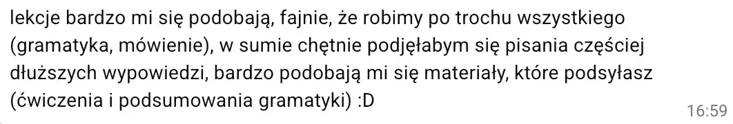 Opinia Izy o zajęciach z Natalią Budnik